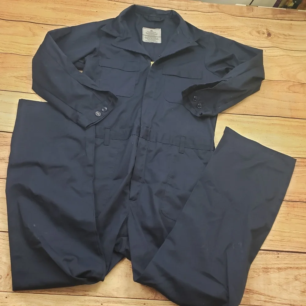 Mechanic Coveralls Mens 46L Blue Outdoor Canvas Utility Industrial‎ Workwear